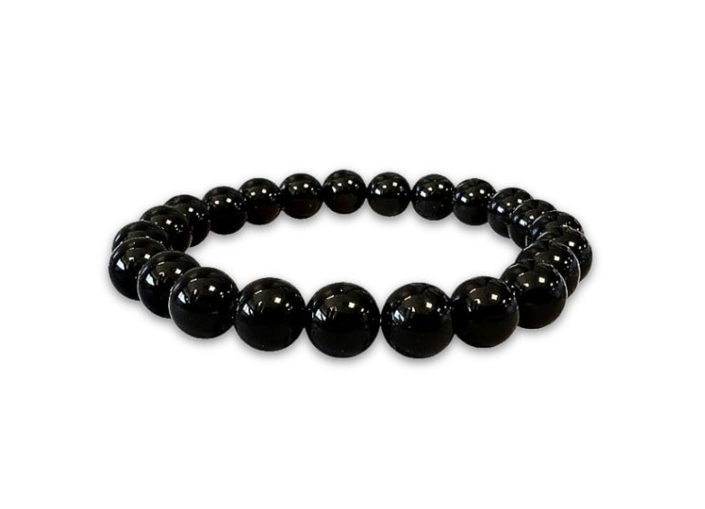 Perles de bracelet d'onyx noir - 8 mm